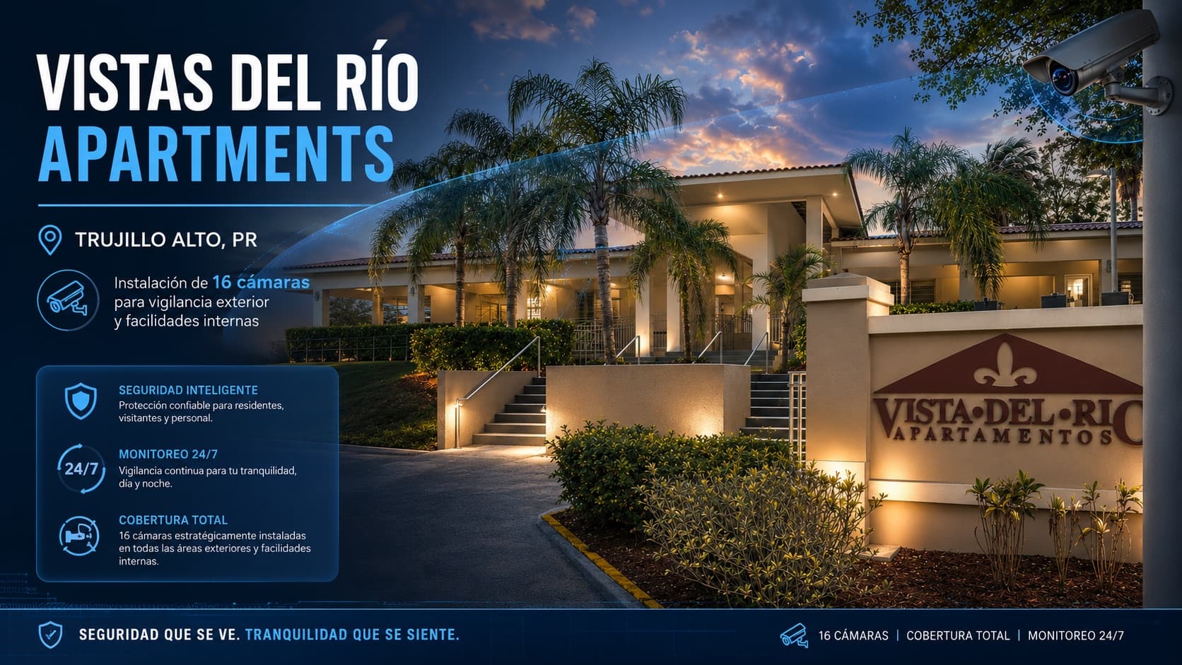 Vistas del Río · Sistema CCTV Residencial 16 Cámaras
